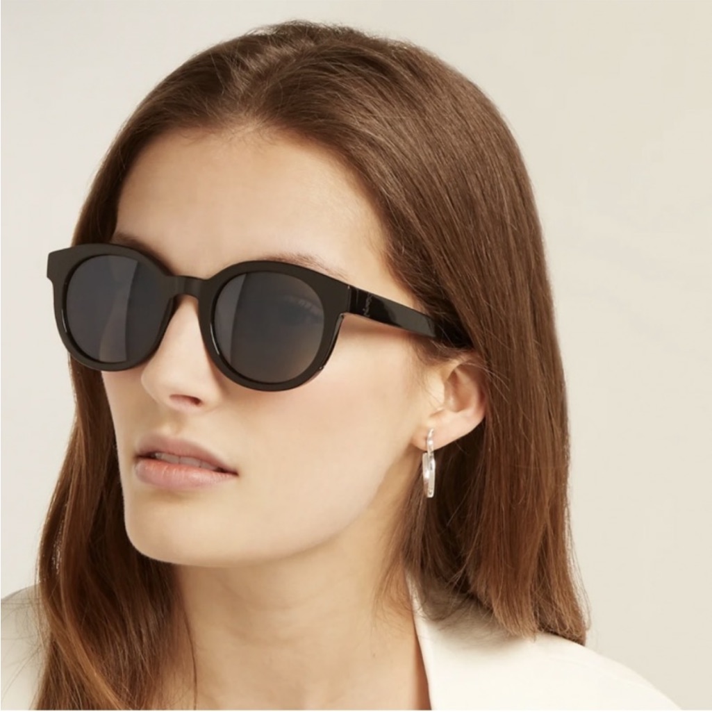 Ysl Saint Laurent Black Acetate Monogram Sunglasses Sl M15 Black /Grey/Gold